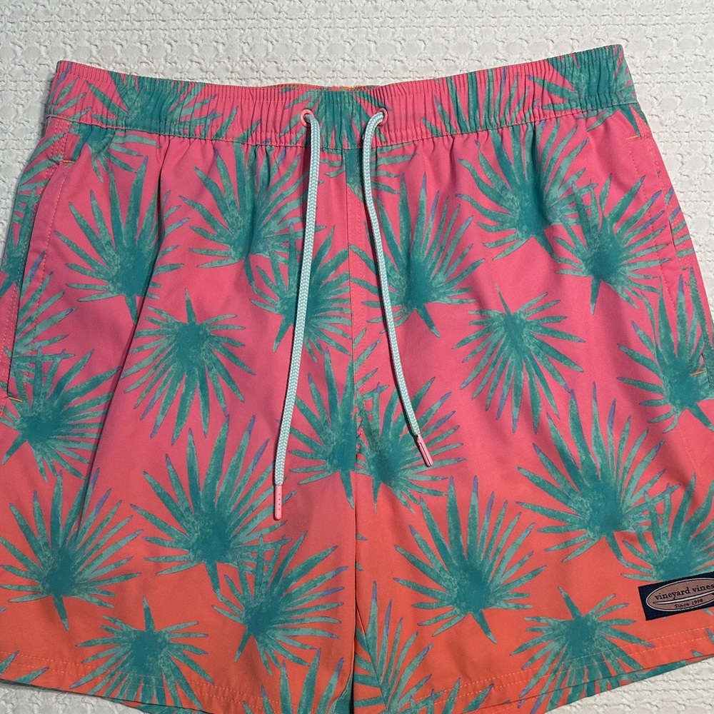 Vineyard Vines Coral and Teal Swim Trunks